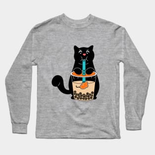 Cat with Boba, Boba Cat Long Sleeve T-Shirt